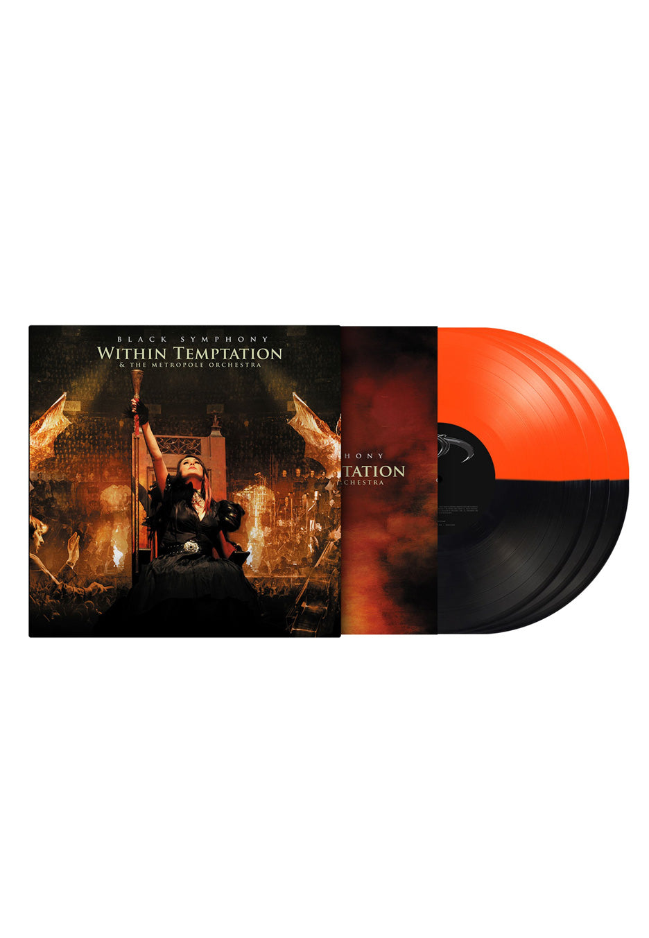 Within Temptation Black Symphony Ltd. Orange/Black Split Colored 3 Vinyl