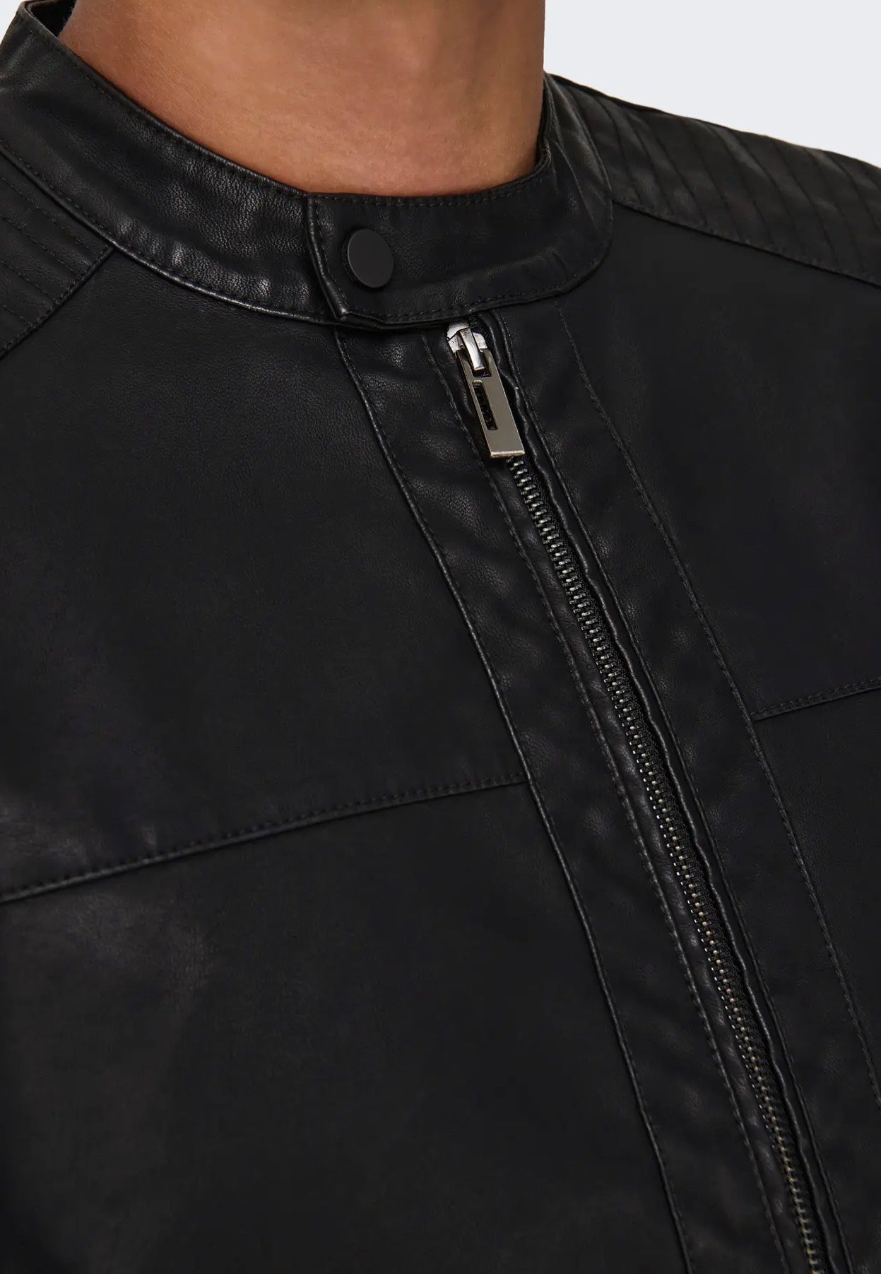 Only & Sons - Mike PU Racer Black - Leather Jacket | Men-Image