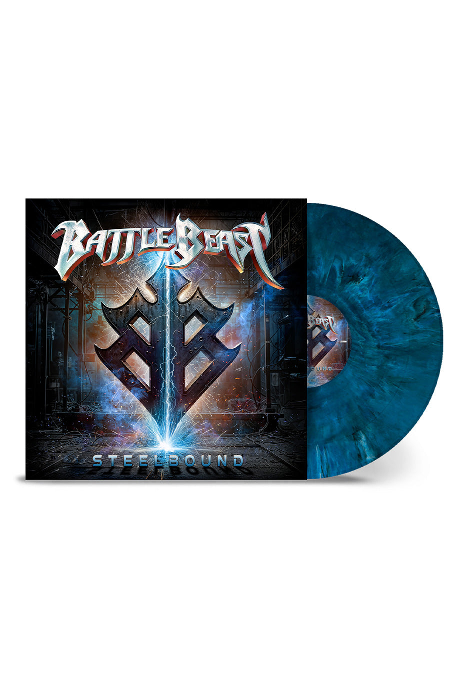 Battle Beast Steelbound Ltd. Blue/White/Dark Green/Black Marbled Vinyl