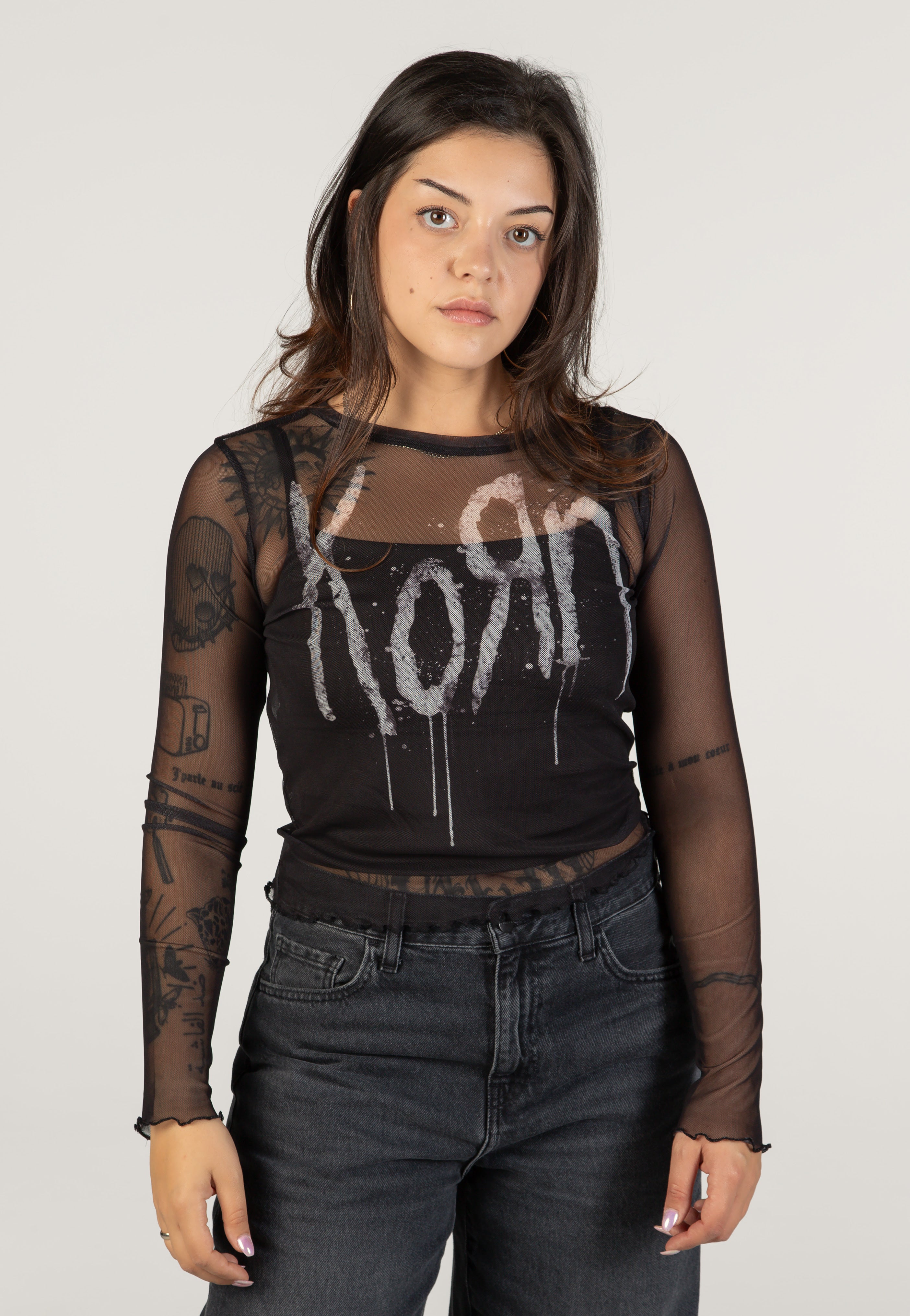 Korn Still A Freak Mesh Cropped Longsleeve