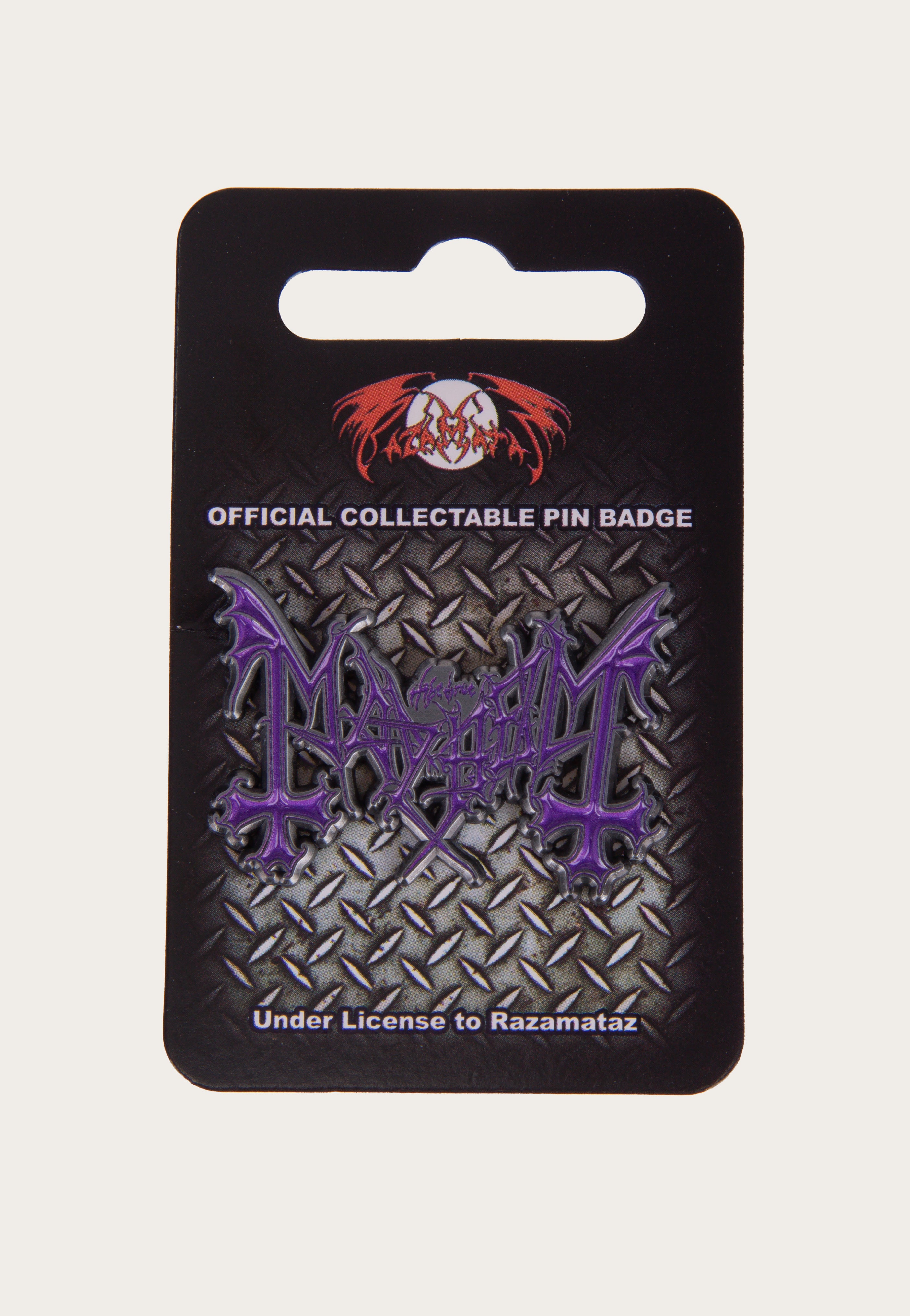 Mayhem Purple Logo Pin