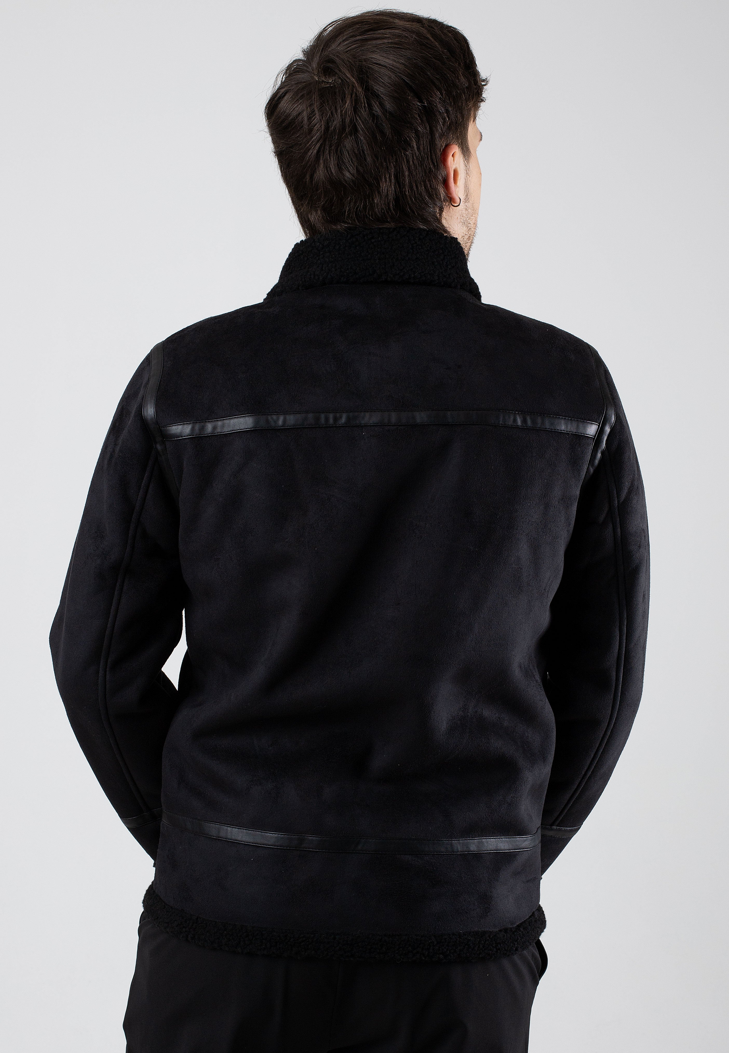 Only & Sons - Robyn Fake Suede Aviator Black - Jacket | Men-Image