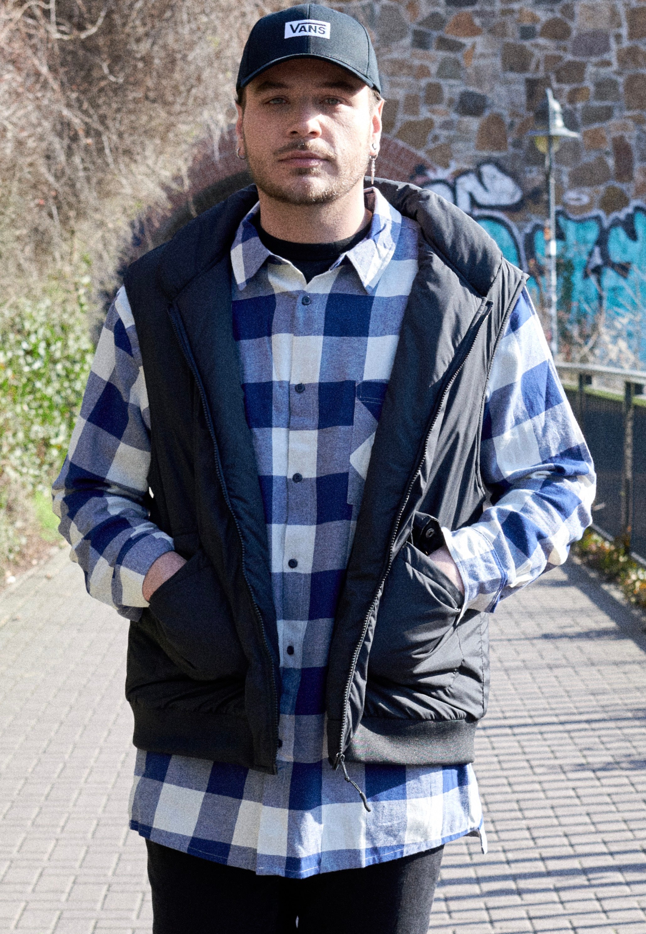 Urban Classics - Long Oversized Checked Darkblue/Cream - Shirt | Men-Image