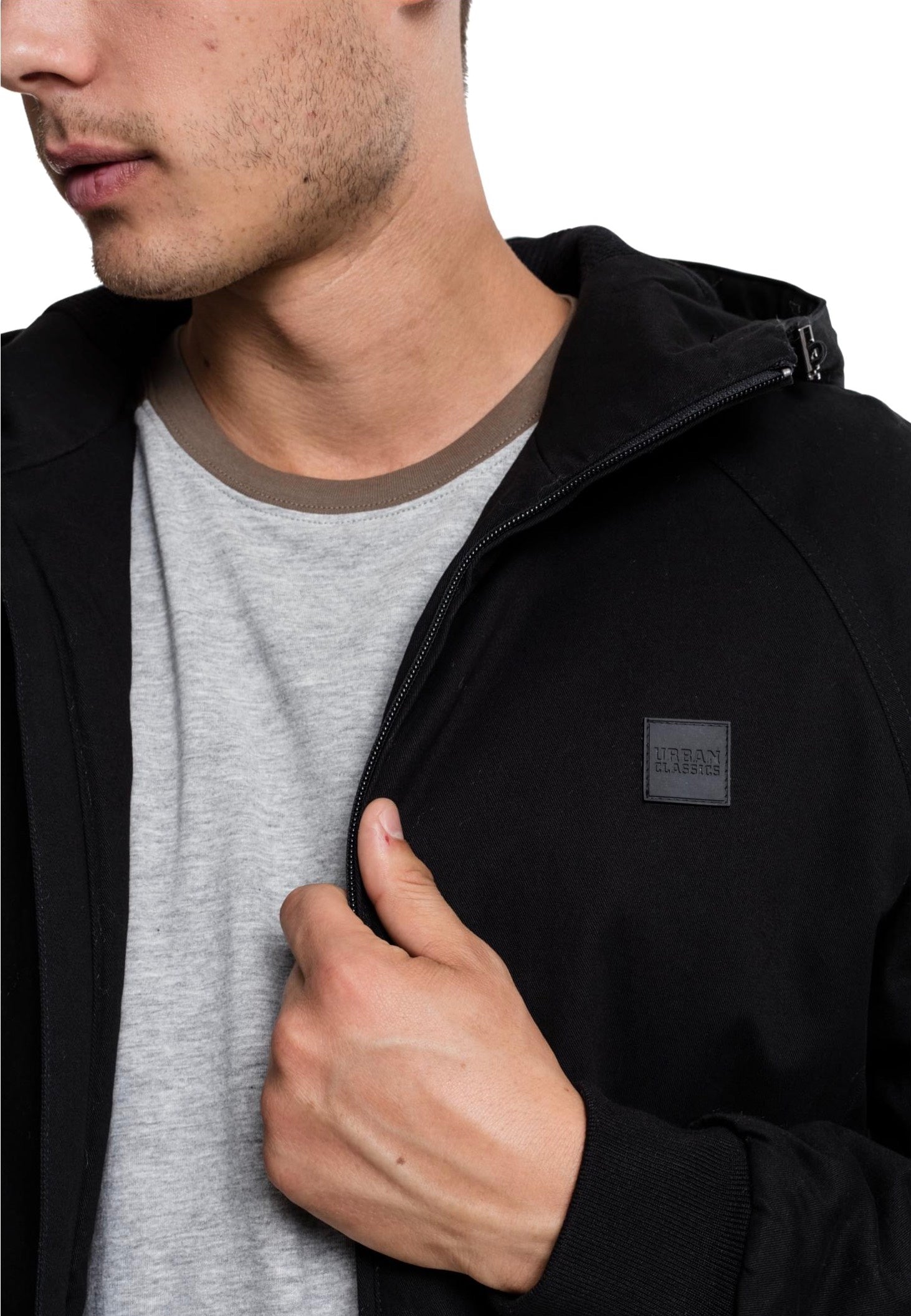 Urban Classics - Hooded Cotton Black - Jacket | Men-Image
