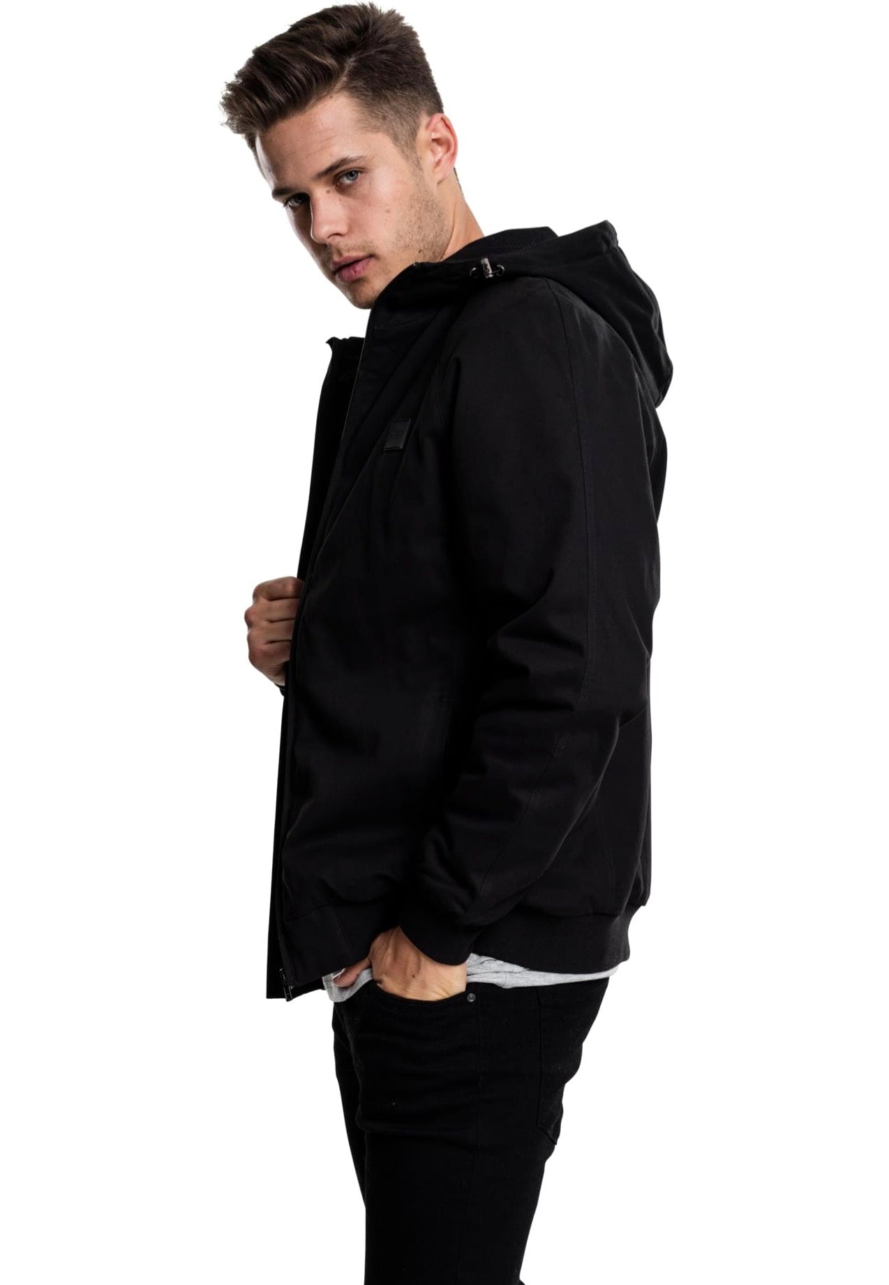 Urban Classics - Hooded Cotton Black - Jacket | Men-Image