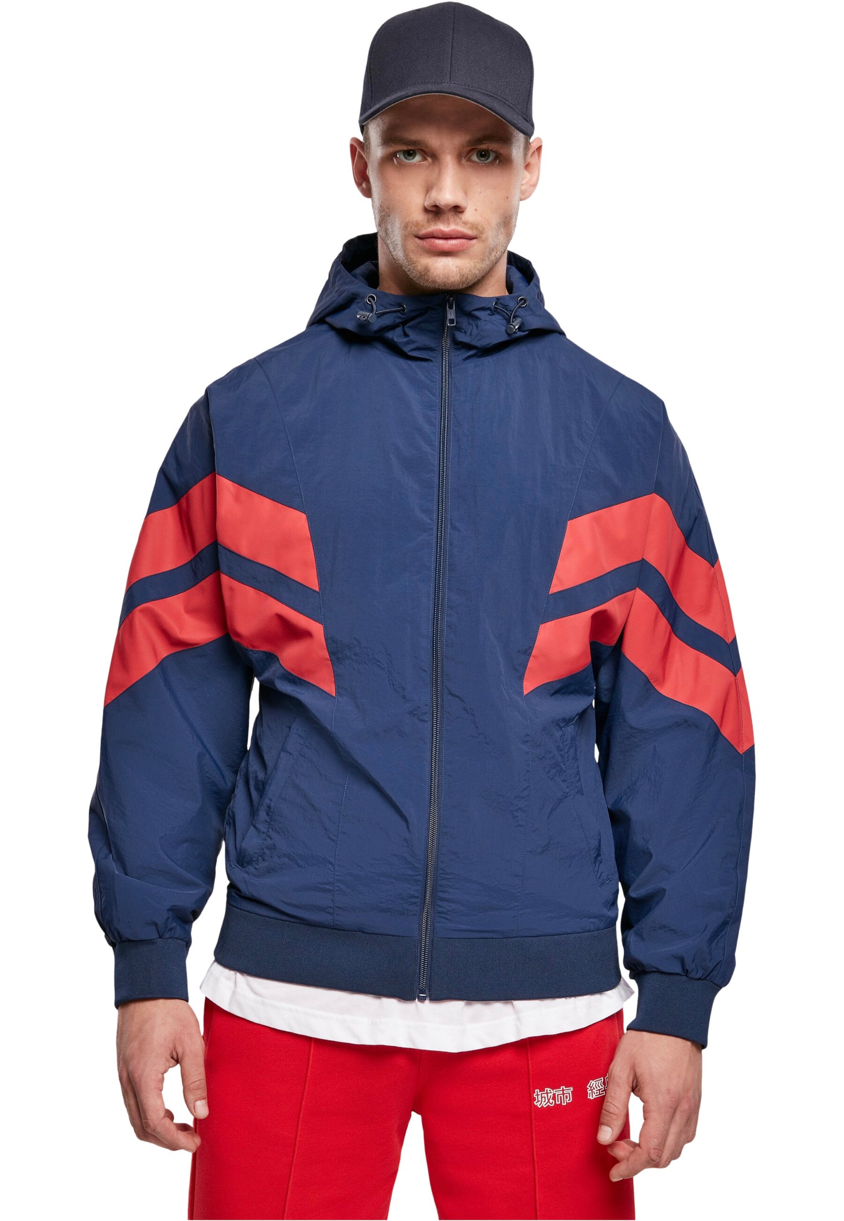 Urban Classics - Crinkle Panel Track Darkblue/Cityred - Track Jacket | Men-Image