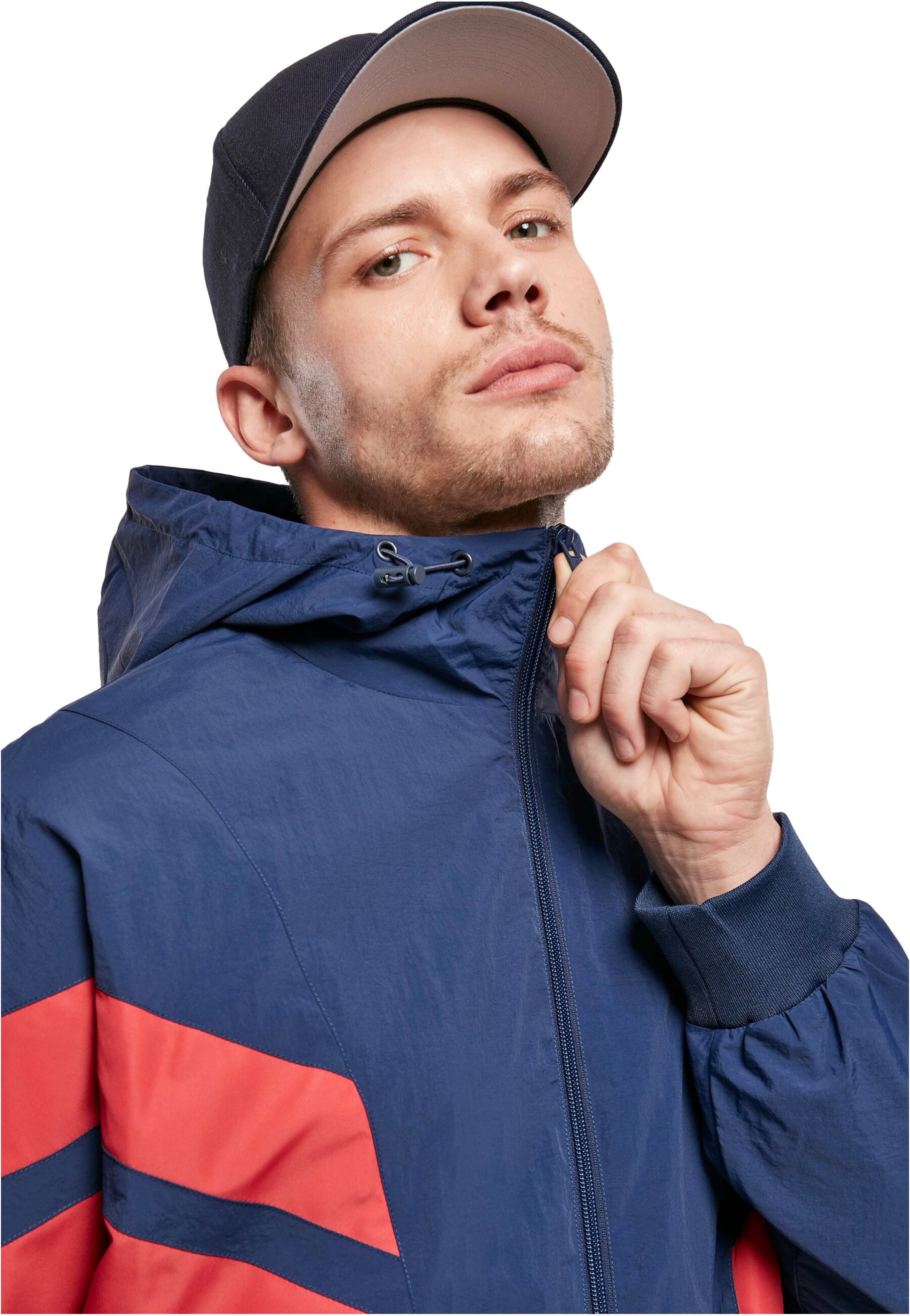 Urban Classics - Crinkle Panel Track Darkblue/Cityred - Track Jacket | Men-Image