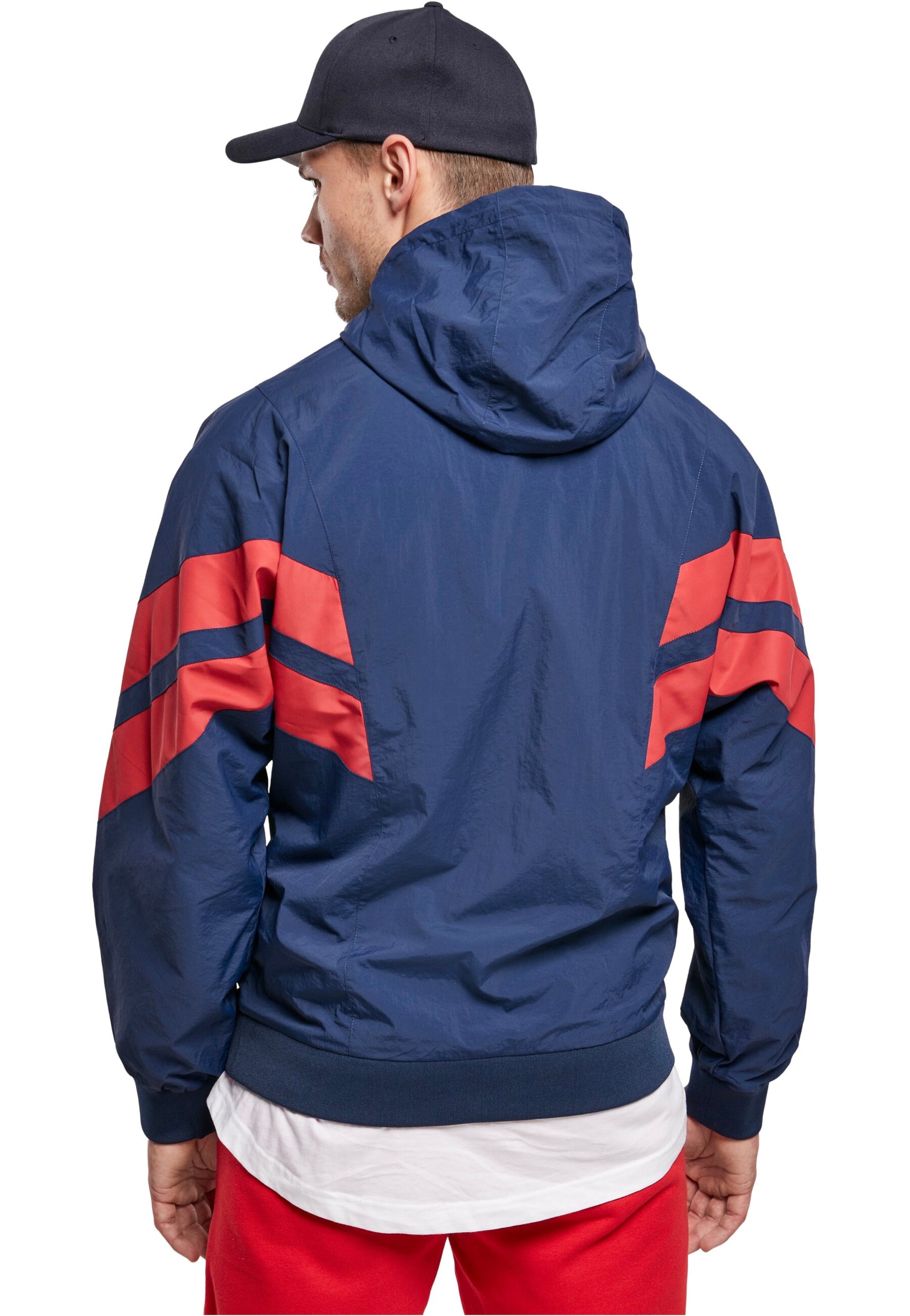 Urban Classics - Crinkle Panel Track Darkblue/Cityred - Track Jacket | Men-Image