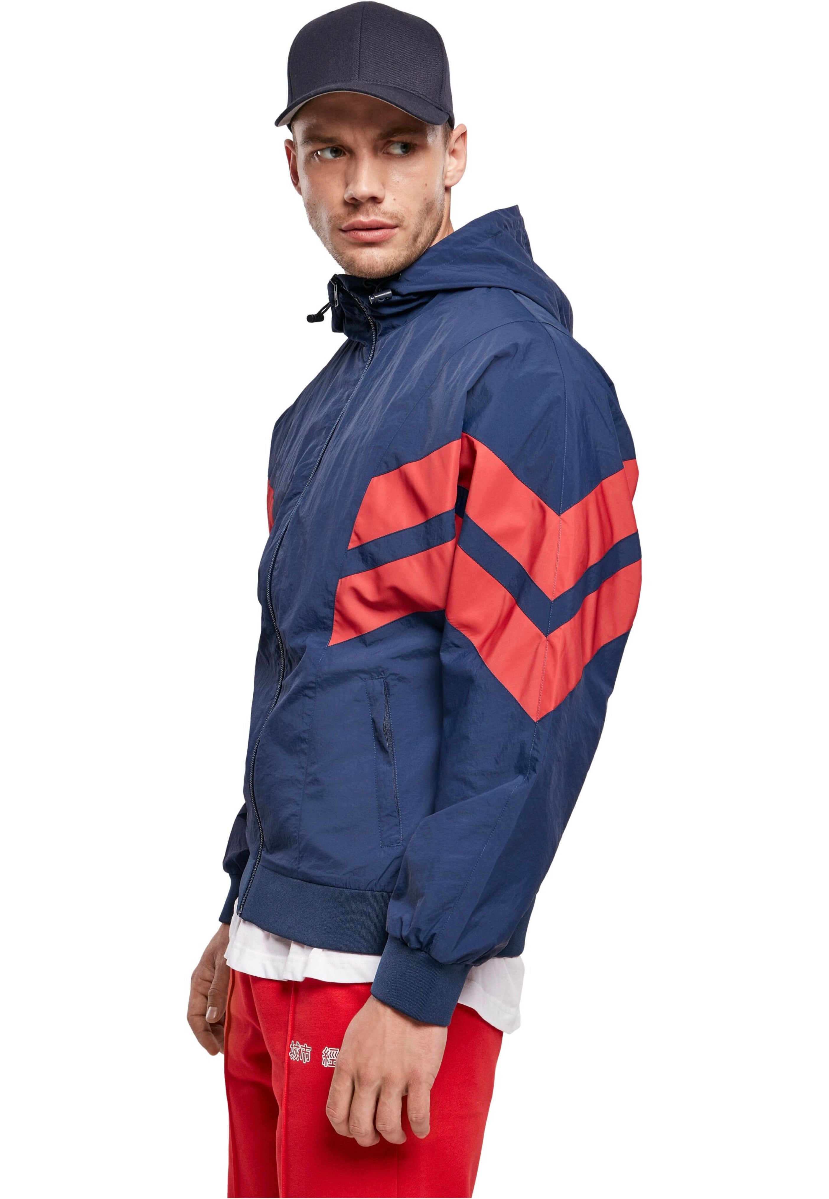 Urban Classics - Crinkle Panel Track Darkblue/Cityred - Track Jacket | Men-Image