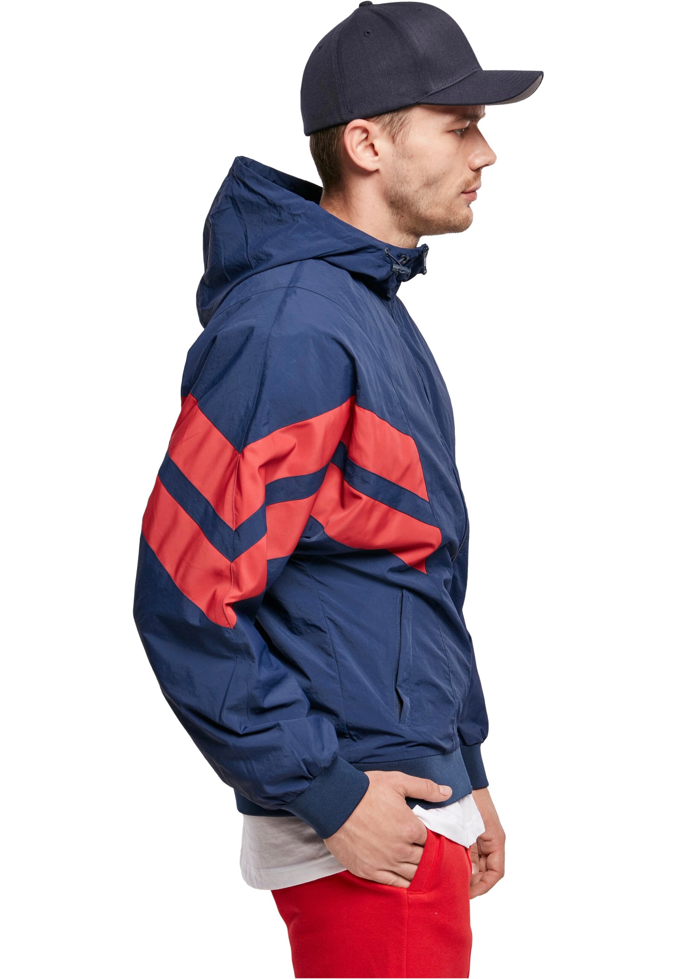 Urban Classics - Crinkle Panel Track Darkblue/Cityred - Track Jacket | Men-Image