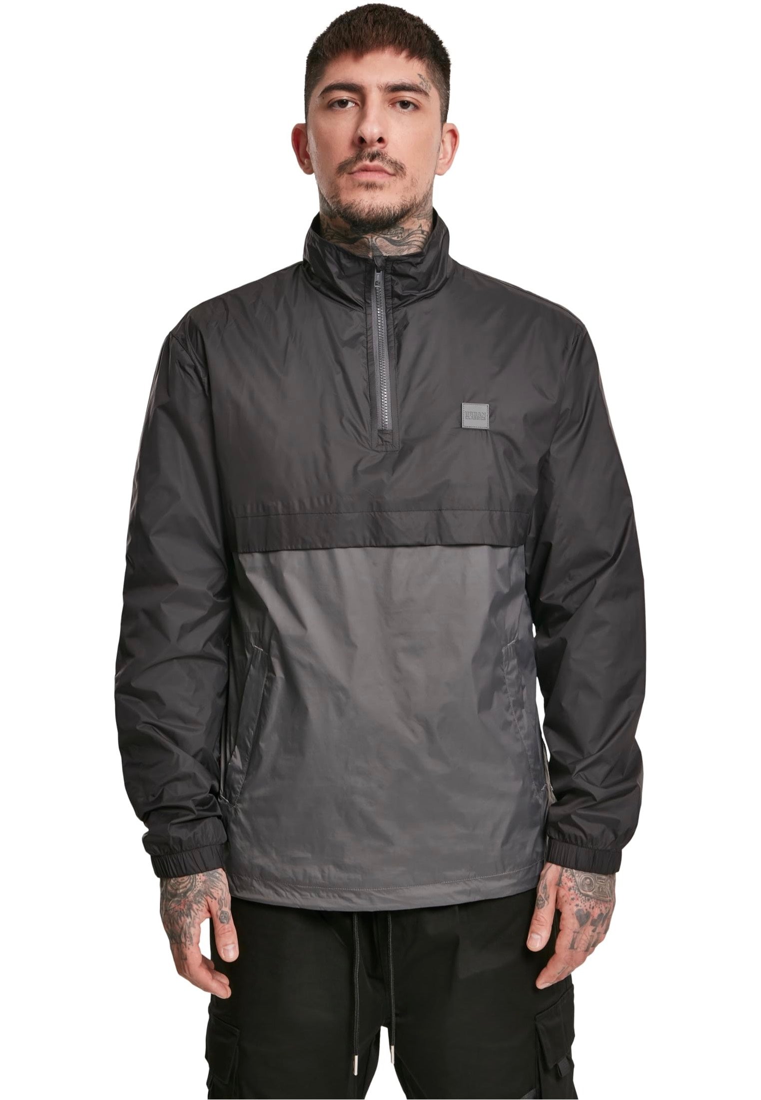 Urban Classics - Stand Up Collar Pull Over Black/Darkshadow - Windbreaker | Men-Image
