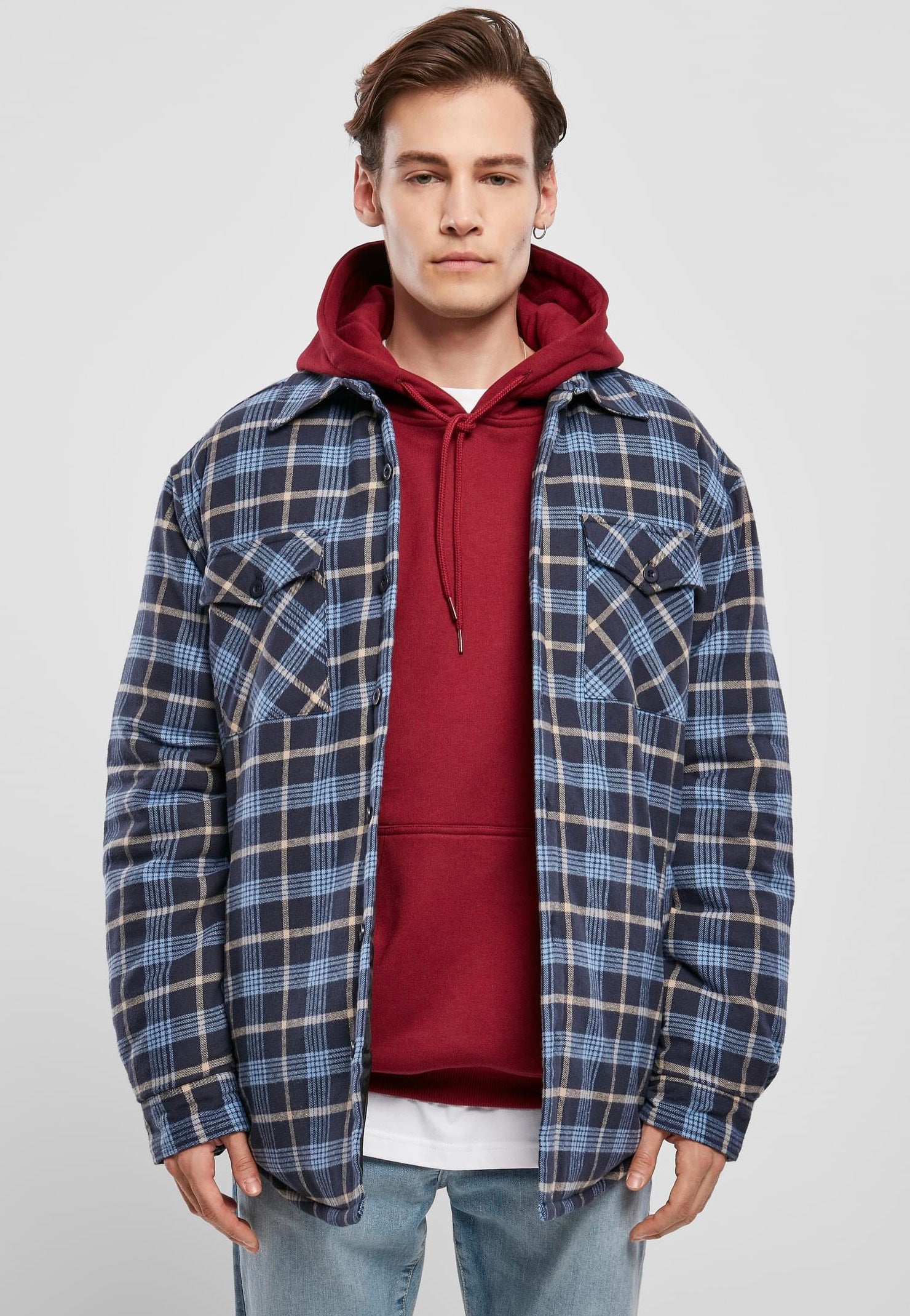 Urban Classics - Plaid Quilted Lightblue/Darkblue - Jacket | Men-Image