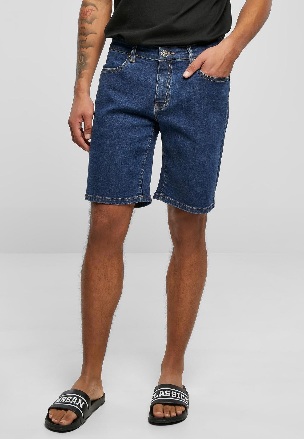 Urban Classics - Relaxed Fit Jeans Mid Indigo Washed - Shorts | Men-Image