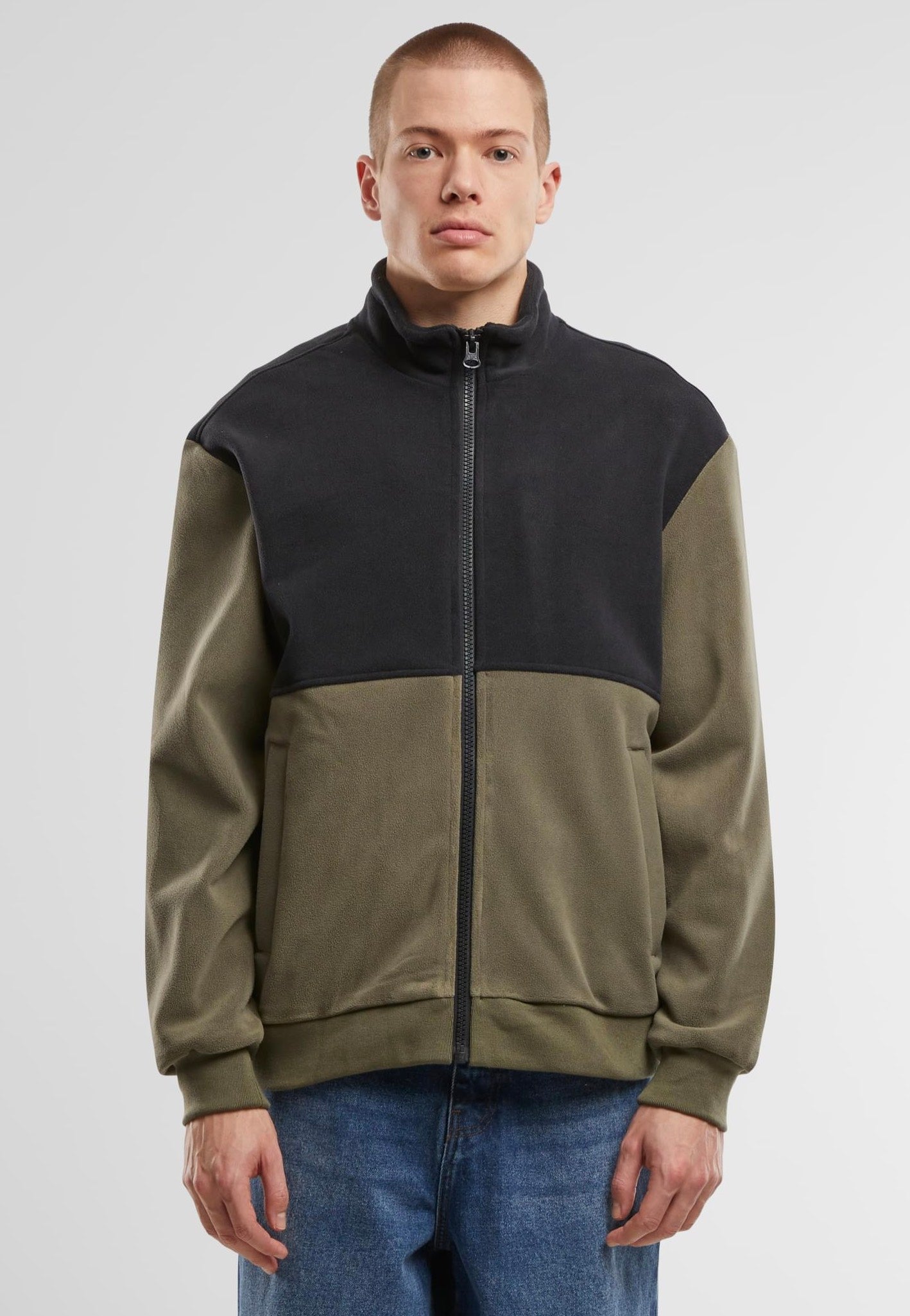Urban Classics - Colour Block Polar Fleece Black/Olive - Jacket | Men-Image