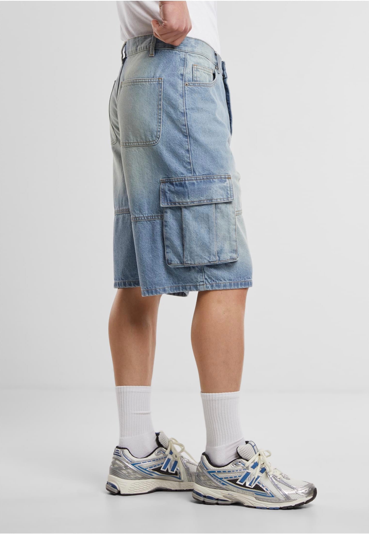 Urban Classics - Relaxed Denim Cargo New Light Blue Dirty Washed - Shorts | Men-Image