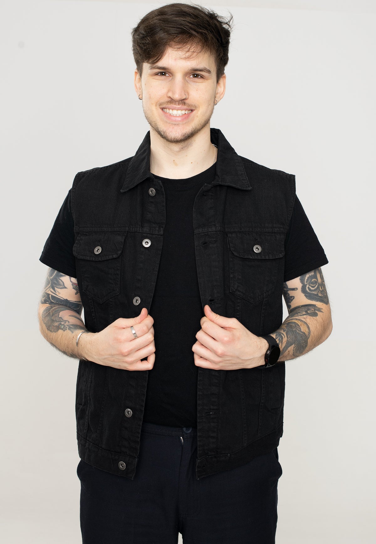 Urban Classics Denim Black Dark Jeans Vest