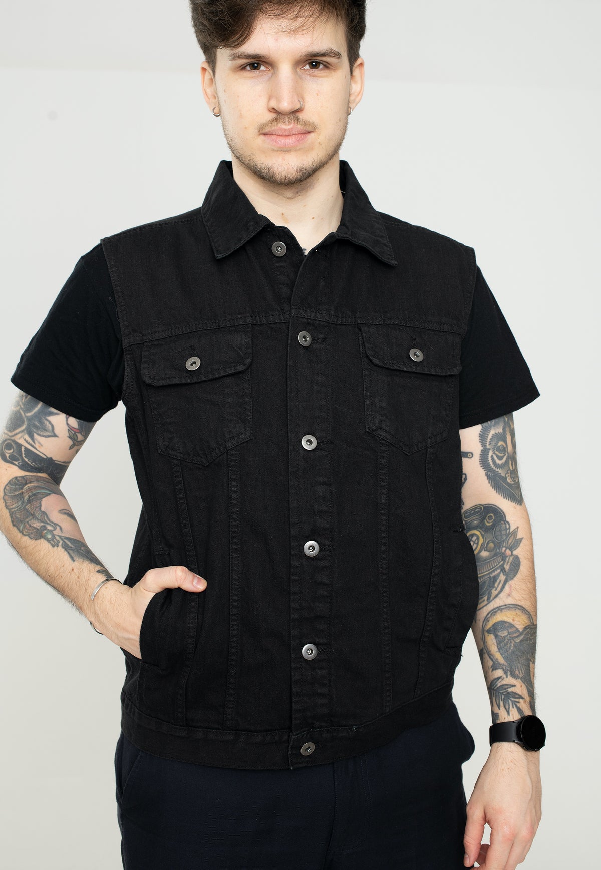 Urban Classics Denim Black Dark Jeans Vest