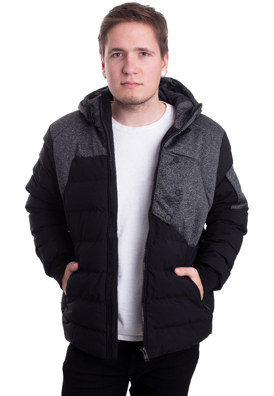 Urban Classics - Hooded Tech Bubble Black/Grey - Jacket | Men-Image