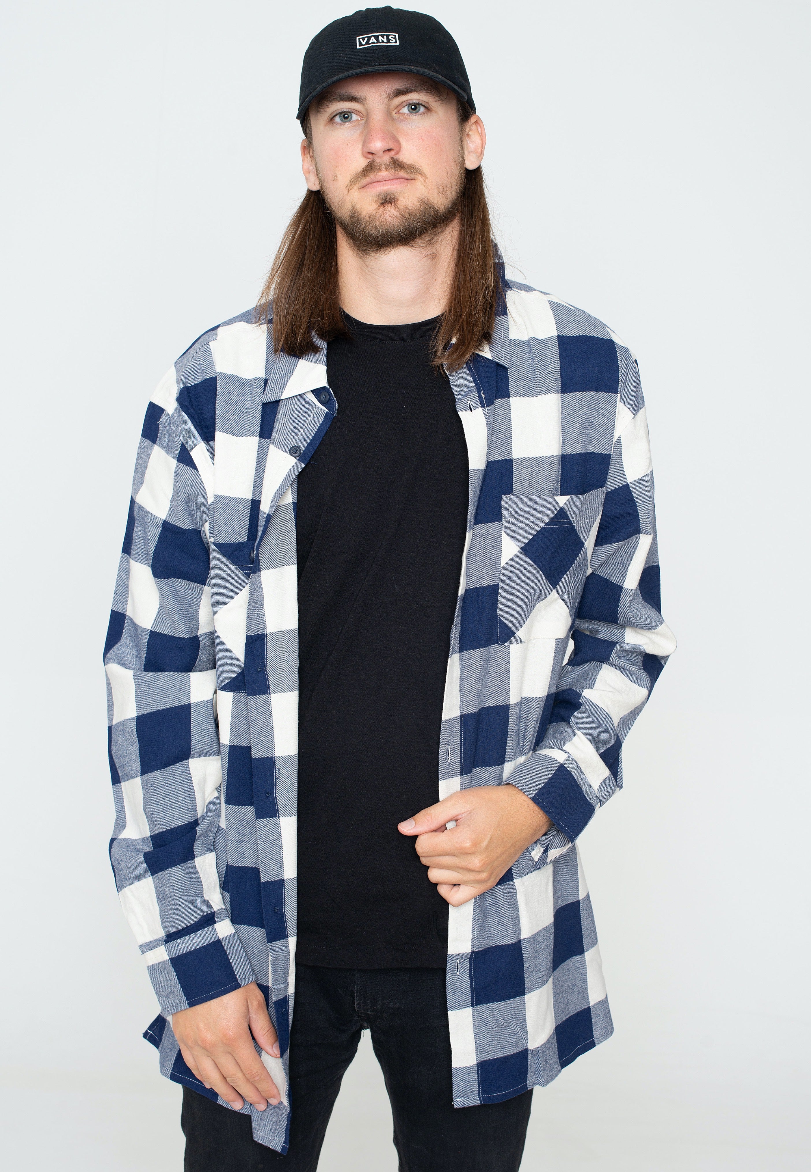Urban Classics - Long Oversized Checked Darkblue/Cream - Shirt | Men-Image