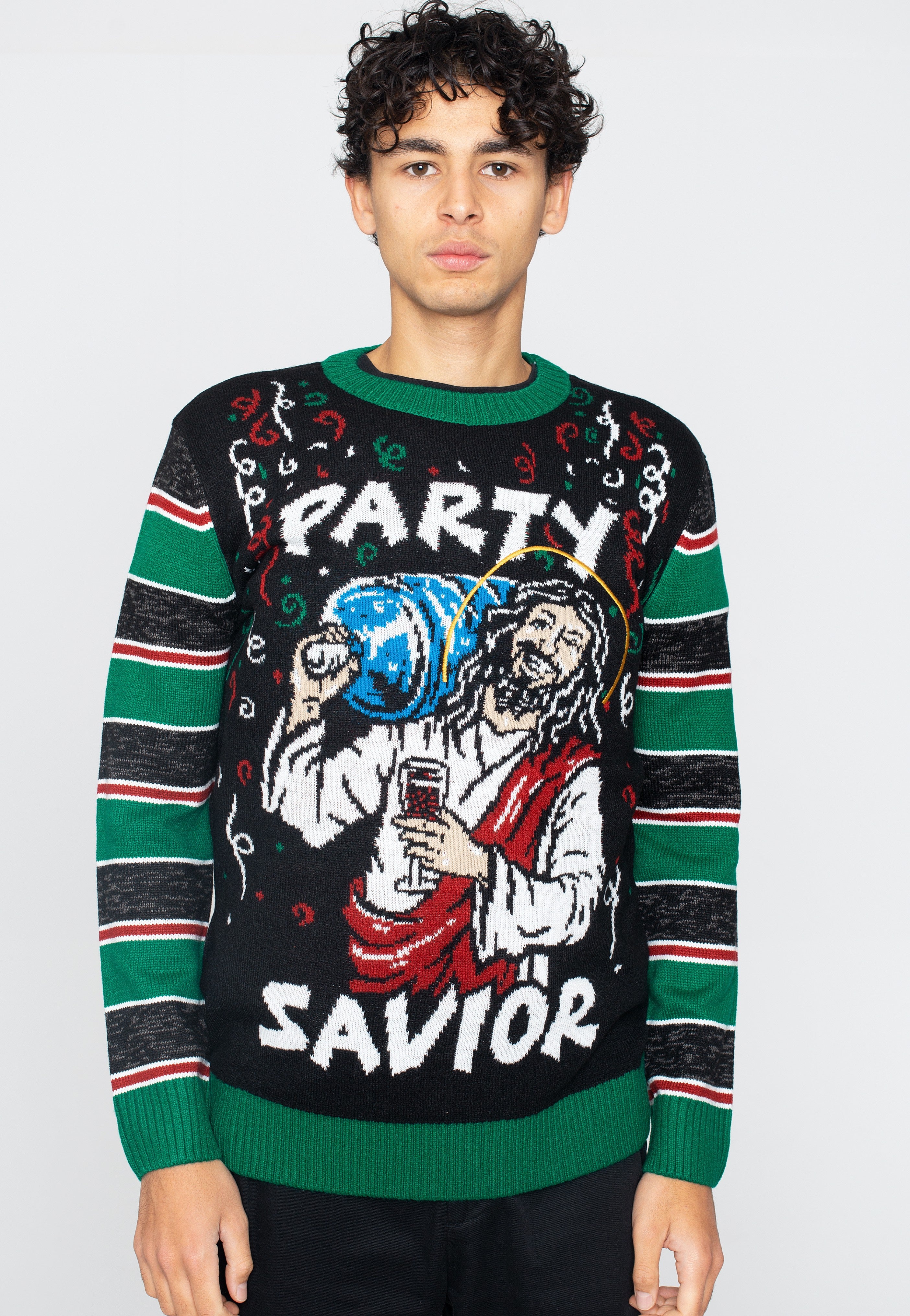 Urban Classics - Savior Christmas Black/X-Mas Green - Pullover | Men-Image