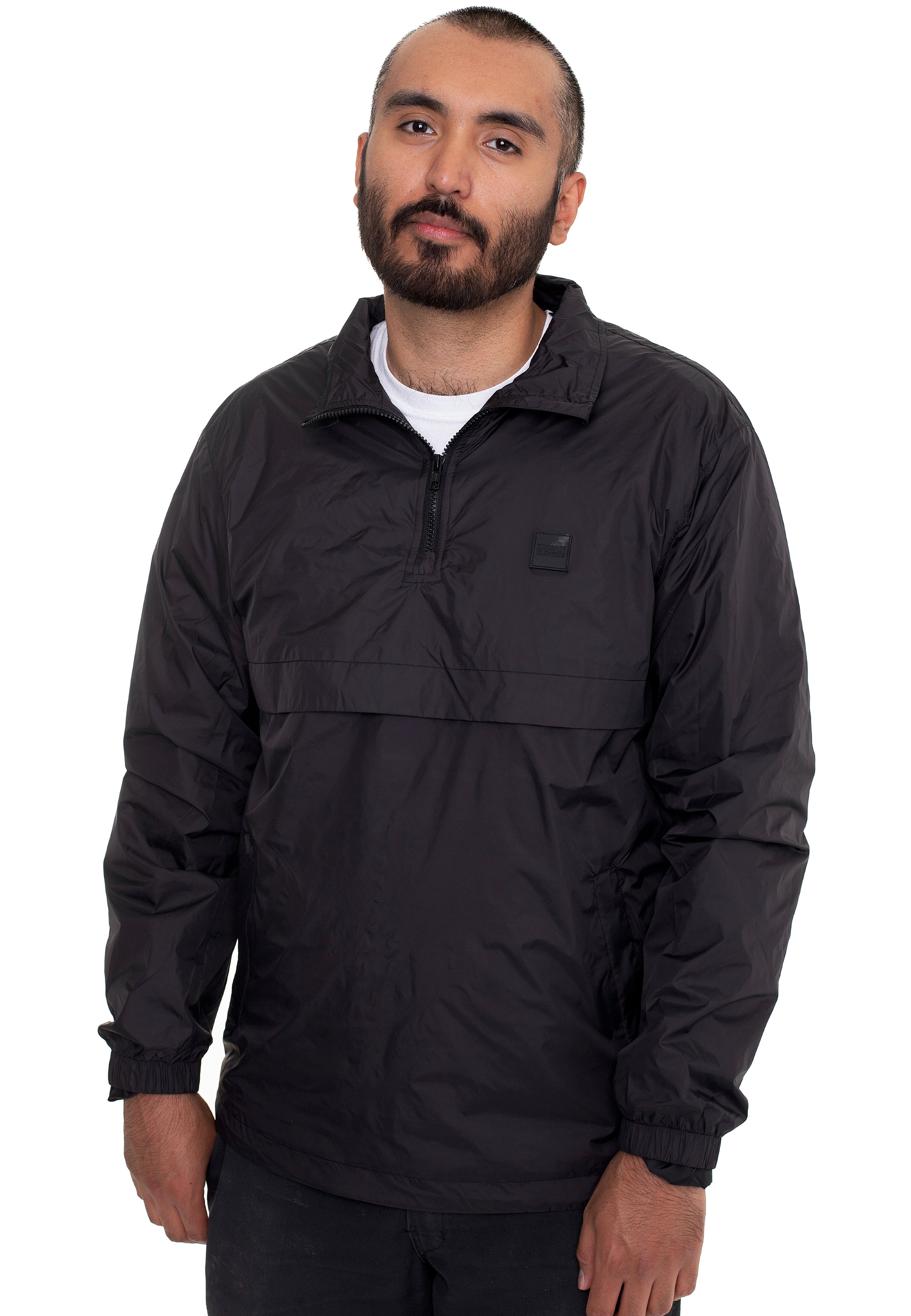 Urban Classics - Stand Up Collar Pull Over Black - Jacket | Men-Image
