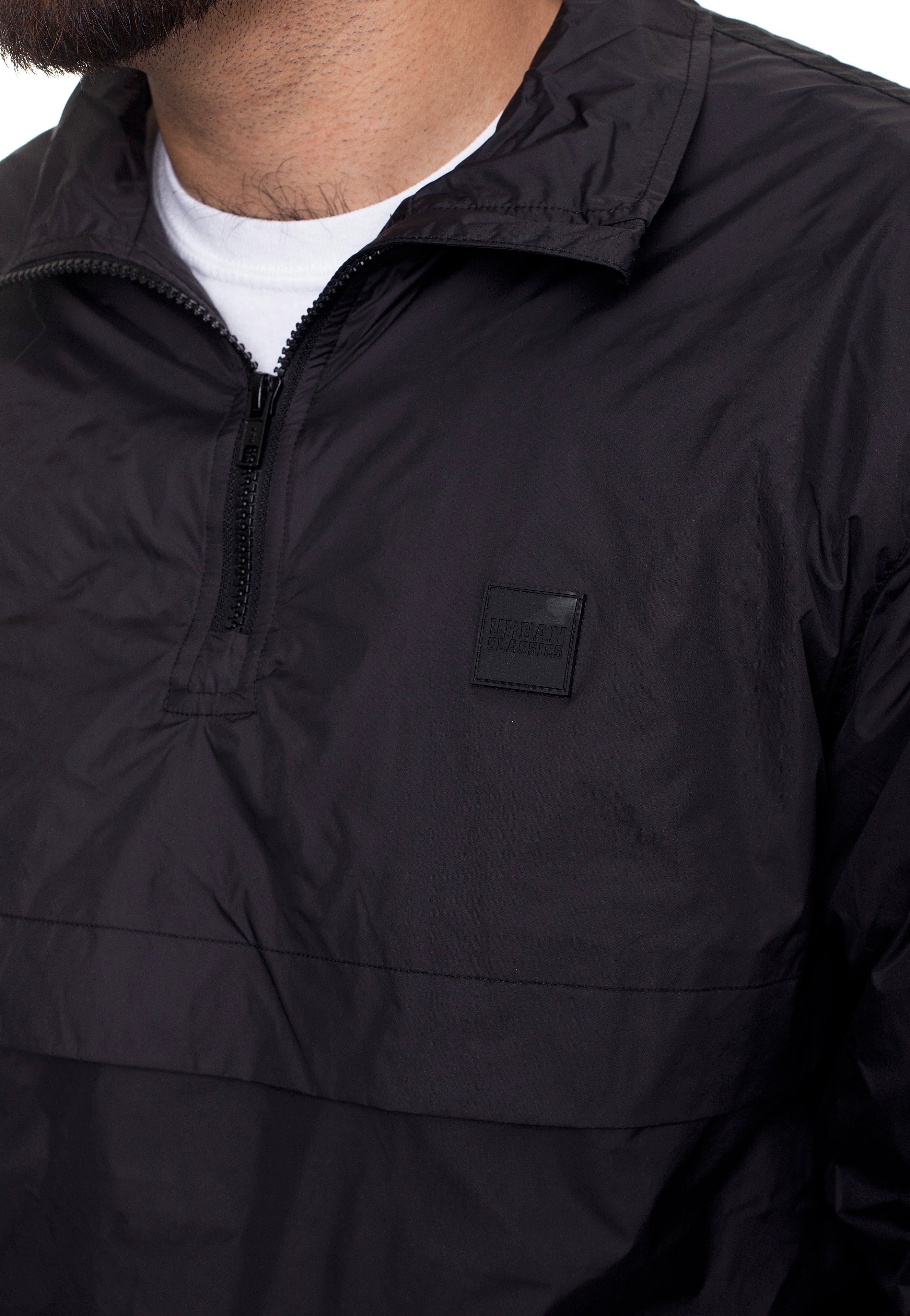 Urban Classics - Stand Up Collar Pull Over Black - Jacket | Men-Image